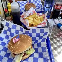 Vegan burger and chips at Happy Days in Nyon