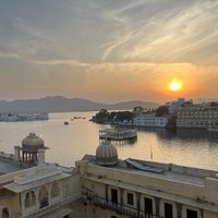 Views over the lake from the cafe   at Cafe Boho in Udaipur