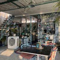 Inside the roof top cafe   at Cafe Boho in Udaipur