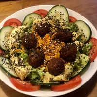 Vegan meatball bowl  at Prasada in Cusco