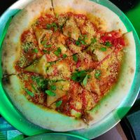 Samosa pizza at Picky Wops in East London