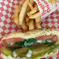 Great veggie dog and fries! at Gianelli's Drive Thru in Crystal Lake