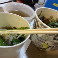 Picture shows separate broth and soup contents plus my first serving    at misschu in South Yarra