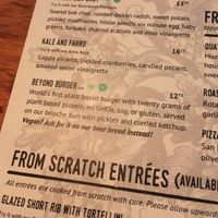 Dark green V indicates vegan option available (make sure to specify) at Big Grove Brewpub in Solon