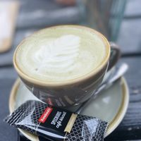 Matcha latte. It was like being back in North London... at Caffi Lolfa in Burry Port