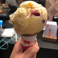 Orange blossom sorbet w/ edible flowers at Downtown Disney - Salt & Straw in Anaheim