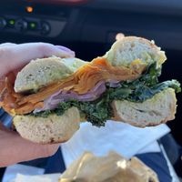 Harvest moon bagel sandwich (vegan) at Big Bon Bodega in Savannah