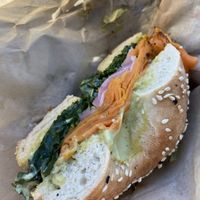 Harvest moon bagel sandwich (vegan) at Big Bon Bodega in Savannah
