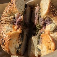 Kale ReuBON on an Everything Bagel  at Big Bon Bodega in Savannah
