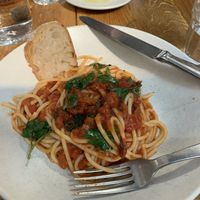 Spaghetti with sauce  at Terra at Eataly in Boston
