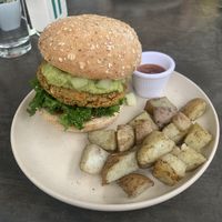 Great burger, undercooked potatoes!  at Smash Avocaderia y Cafe in Medellin