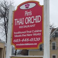 Sign at Pim's Thai Orchid in Lebanon