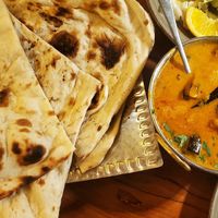 Eggplants and not no good vegans naans at Amrit in Berlin