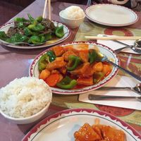 Sweet&sour pork / beef shaute (?) sauce  at New York Chinese Restaurant in Niagara Falls