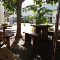 Shadey spots at Jessie's Juice Bar Cafe in Seven Mile Beach