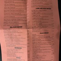Togo menu with vegan items listed with a V, what can be made vegan is also noted at Indian Grill in San Leandro