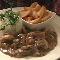 Mushroom and jackfruit in spicy vegan pepper sauce at Warkworth House Hotel in Warkworth