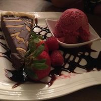 Chocolate torte and sorbet at Warkworth House Hotel in Warkworth