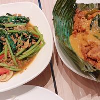 Sambal potato leaves, rendang monkey head mushrooms at Botanict 豐之素 in West Singapore