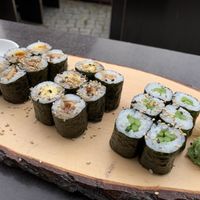 Nice presented sushi platter from the lunch menu at KIM999 in Berlin