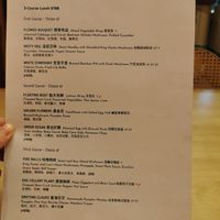 lunch menu at Miss Lee in Hong Kong Island