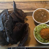 Chips and salads/guac at Taquiza - Collins Ave in Miami Beach