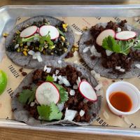 Impossible chorizo and huitlacoche tacos  at Taquiza - Collins Ave in Miami Beach