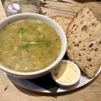 Potato and leek soup  #Veganuary at Escape Route Café in Pitlochry