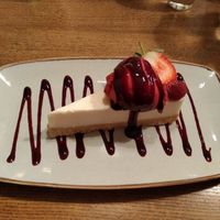 Vegan Lemon cheese cake,  very sharp lemon taste,  lovely sauce and Sorbet,  huge portion at The Goat - Maybe closed in Timsbury