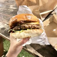 Cheeseburger w/ vegan bacon & egg. The egg was surprisingly realistic! Overall, it was really good.  at Rainbow - King George in Tel Aviv