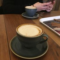 Oat milk cappuccino at The Cornish Bakery in St Ives