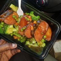 A lot of water in bottom of plate. at Zen Vegetarian House in Brooklyn