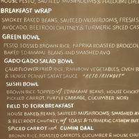 Savoury Menu at Field to Fork Wholefoods Kitchen in Adelaide