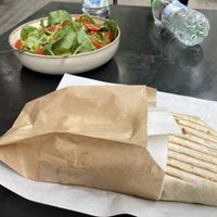 Salad and burrito at Migada in Athens
