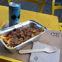 Poutine bowl + Bissap drink at Furahaa - Vegan in Paris