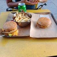 Gauche : menu big furahaa, frites, boisson. Droite : double n'cheese furahaa. at Furahaa - Vegan in Paris