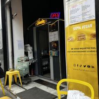 From sitting at the table, the entrance  at Furahaa - Vegan in Paris