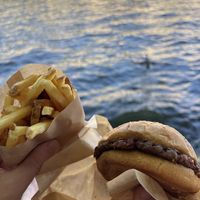 fries and hamburger at Furahaa - Vegan in Paris
