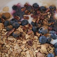Vegan yogurt bowl with granola and fresh blueberries at Truth & Tonic in Las Vegas