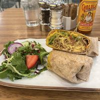 Soyrizo and “just egg” burrito with plenty of cheese, guacamole and chipotle 🤤  at Truth & Tonic in Las Vegas