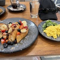 Coconut milk French toast with Just Egg on the side    at Truth & Tonic in Las Vegas