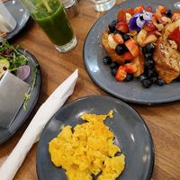 Green juice, French toast and just egg scrambled at Truth & Tonic in Las Vegas