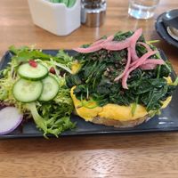 Vegan avocado toast with Just Egg added at Truth & Tonic in Las Vegas