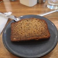 Warm vegan banana bread, they have vegan butter too! at Truth & Tonic in Las Vegas