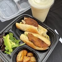 Vegan breakfast sandwich  at Bonjour Cafe in Boston