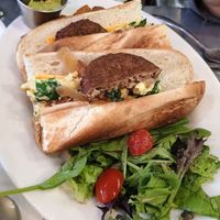 Breakfast sandwich- lovely soft bread at Bonjour Cafe in Boston