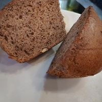 Delicious warm banana muffin at Bonjour Cafe in Boston