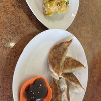 Pot stickers with steamed dumplings   at Loma House Vegetarian Express in Edmonton
