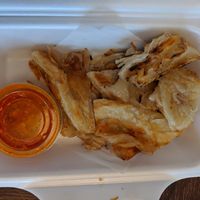 Roti canai with curry sauce - 5/5 - delicious and flaky at Loma House Vegetarian Express in Edmonton