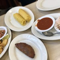 Yuca, steamed corn tamale, vegan empanada made with plantanos and beans  at Rinconcito Salvadoreño in Port Chester